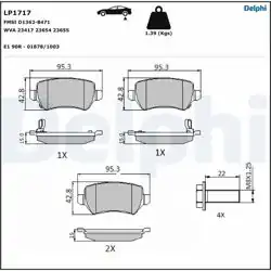 DELPHI LP1717 | Arka Fren Balatası Opel Astra F/G-H, Meriva A, Combo C, Corsa C, Zafira B, Kia Ceed 12>