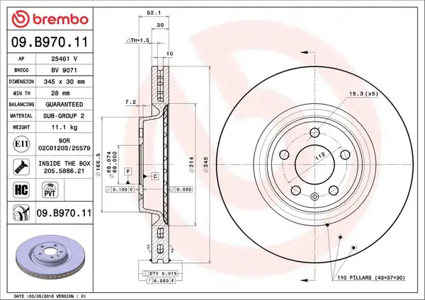 BREMBO 09B97011 | Ön Fren Aynası A4 A5 1 8 TFSI 2 0 TDI 2 7 TDI 3 0 TFSI 3 2 FSI 07 A6 2 0 TDI 2 8 FSI 3 0 TDI 10 986479747 Df6149s