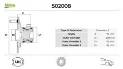 VALEO 502008 |Ford Transit  Ön Teker Poryalı Rulmanı (5 Bijon ABS) Arkadan Çeker Tek Teker