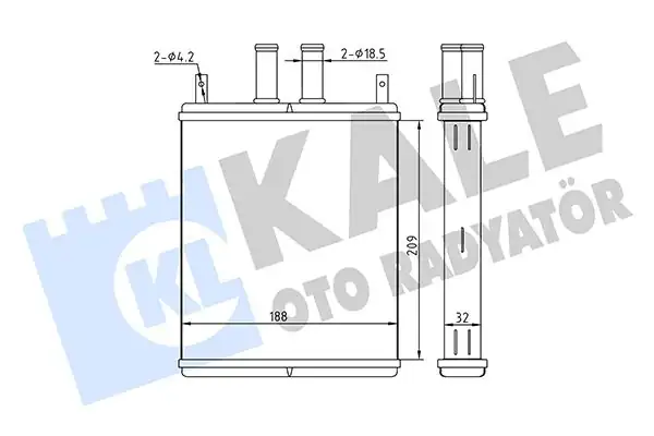 Kale Radyatör 360945 Kalorifer Radyatörü Lada Kalina II Kalina 04 13 Borulu Plastik Aparatlı Brazing Al Al209 188x32