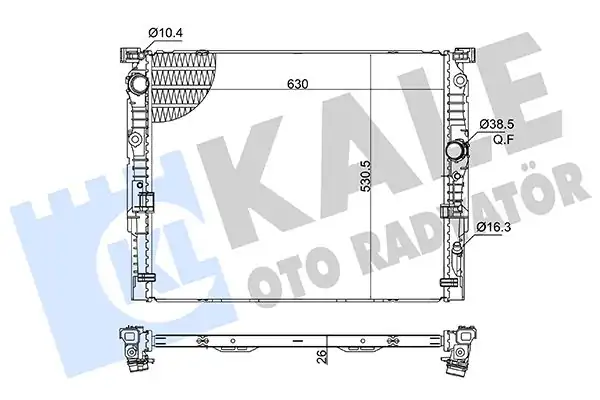 Kale Radyatör 363505 Su Radyatörü Brazing Bmw 5 G30 F90 G31 16 20 6 G32 17 20 7 G11 G12 15 19 M-T 630 530 5x26