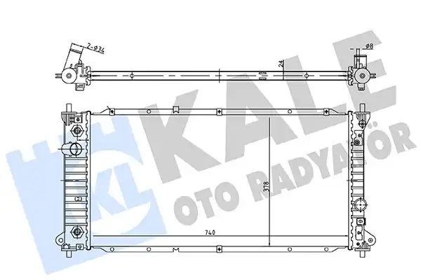 Kale Radyatör 362350 Su Radyatörü Ssangyong Actyon II Korando 10 18 A-T Brazing740 378x26