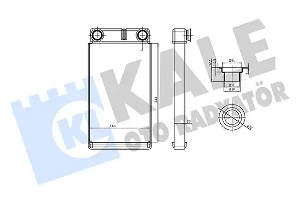 Kale Radyatör 360995 Kalorifer Radyatörü Uaz Patriot 16 Borusuz Brazing Al Al244 148x26