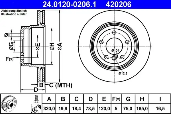 ATE 24 0120 0206 1 Fren Diski Arka Bmw X5 E70 F15 X6 E71 F16 2 Adet
