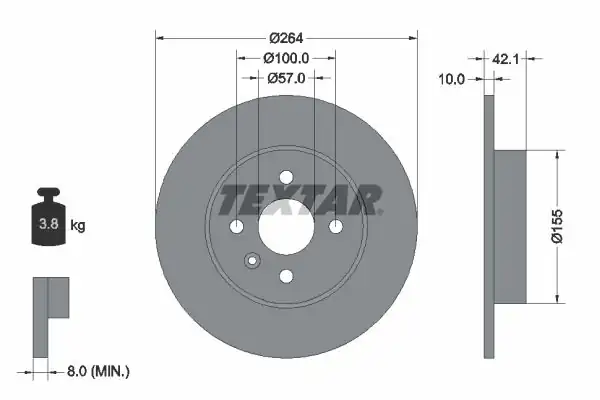TEXTAR 92124703 | Fren Diski Arka Corsa C Meriva Combo C Z13dt J Y17dt Z14xep 02 08 2 Adet