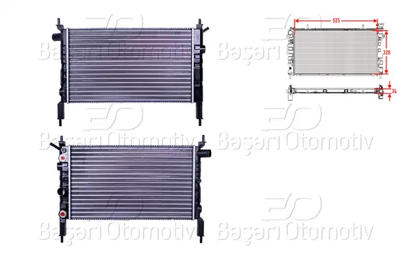 AUTOLUX 1300115 | Su Radyatörü Mekanik A-T 525x328x34 Opel Astra F 1 4 Otomatik 91