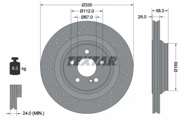 TEXTAR 92120407 | Fren Diski 230 Arka AMG Sl55 2 Adet