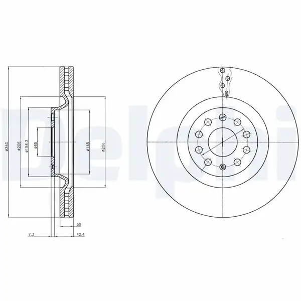 DELPHI BG9109C | Fren Diski VW Arteon Tiguan Kodiaq Ön 340X30 Tekli