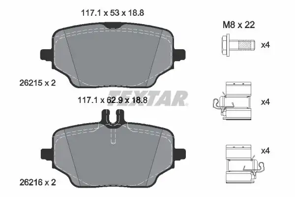 TEXTAR 2621501 | Fren Balatası Mercedes W167 18 23