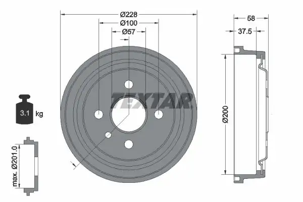 TEXTAR 94048500 | Fren Kampanası Opel Astra F Vectra A İnce Tip