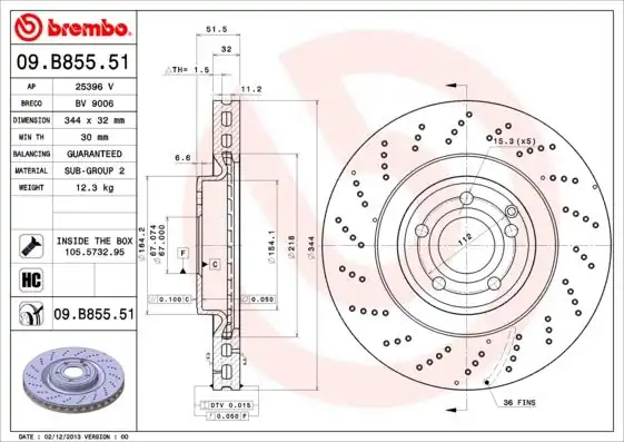 BREMBO 09B85551 | Fren Diski Ön Mercedes CLS Class C218 X218