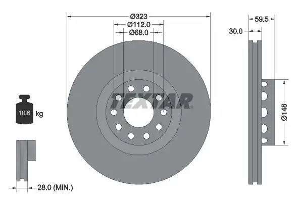 TEXTAR 92098305 | Fren Diski VW A8 99 03 2 5 3 7 Ön 323x30 2 Adet