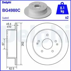 DELPHI BG4980C | Fren Diski (Çiftli Paket)-Boyalı, Deliksiz