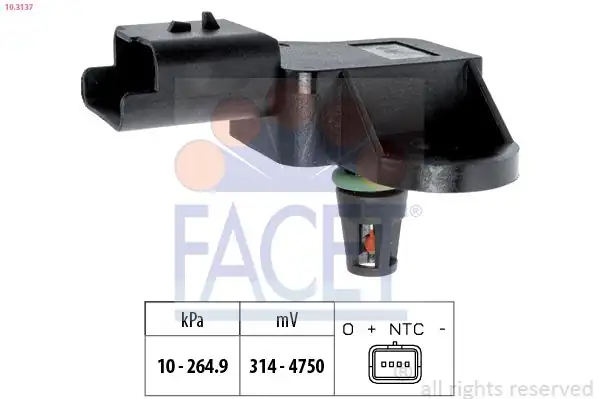 FACET 10-3137 | Hava Basınç Sensörü Ds5 C4 Ds3 C4 Picasso C5 III C4 II Ds4 Rcz P308 P3008 P5008 Ep6cdt