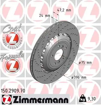 ZİMMERMAN 150-2909-70 | Bmw F10 F12 M5 M6 Arka Disk Sol 34212284103 1 Adet 2039290