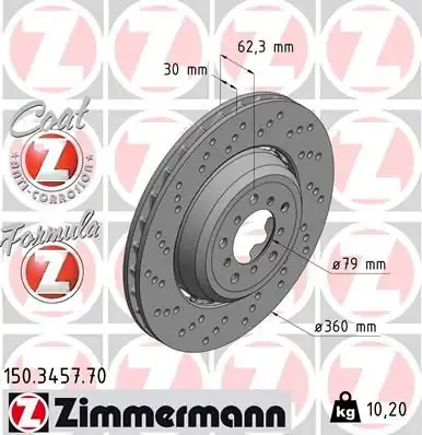 Zimmermann 150 3457 70 Bmw E92 E93 M3 Ön Sol Fren Diski Formula Z 34112283801 1 Adet