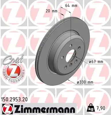 ZİMMERMAN 150-2953-20 | Bmw G30 G01 Arka Fren Diski Sağ 330mm 34216882246 1184171