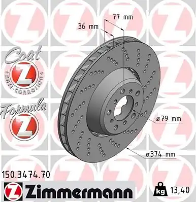 ZİMMERMAN 150-3474-70 | Bmw E60 E63 M5 M6 Ön Disk Sağ 34112282806 1 Adet 2039292