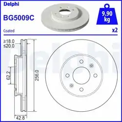 DELPHI BG5009C | Fren Diski Ön Havalı 256-4 (Kia: Picanto 2017 -)