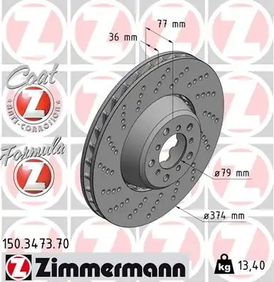 ZİMMERMAN 150-3473-70 | Bmw E60 E63 M5 M6 Ön Disk Sol 34112282805 1 Adet 1987230