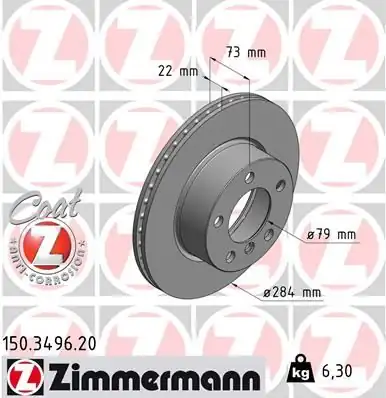 ZİMMERMAN 150-3496-20 | Bmw E87 F20 Ön Disk Adet 34116792215 1 Adet