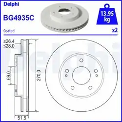 DELPHI BG4935C | Fren Diski Ön Mitsubishi L200 2005- 270×5