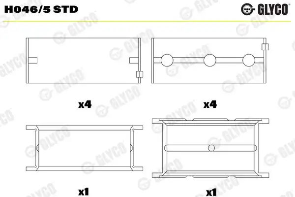 GLYCO H046-5STD | Ana Yatak Std Volvo S40 S60 S80 850 960 V70 Xc70 Benzinli 94 19 Renault Safrane 2 0 16v 2 5 20v 2067273