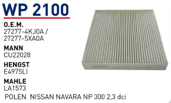 Nissan Navara Np300 2 3 Dizel 2015 Polen Filtresi Wunder Marka
