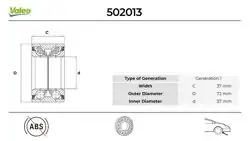 VALEO 502013 | Ön Teker Rulmanı Doblo Brava Bravo Linea Marea Tempra Tipo 90 > ABS Sız 37mm R19 Megane I (Bah0094)