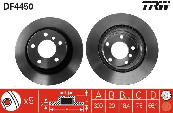 TRW DF4450 | Fren Diski Arka Bmw 1 E81 E87 04 12 116i 120d Havalı 300mm