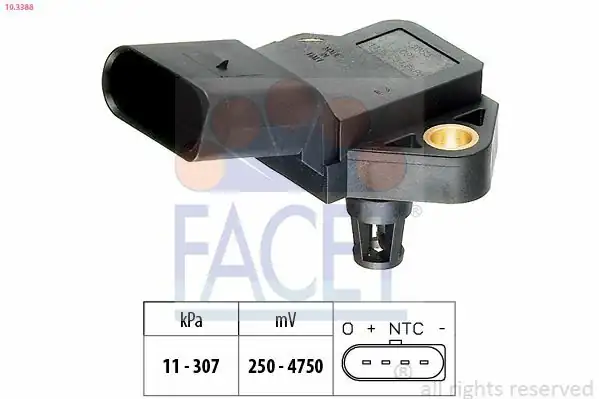 FACET 10-3388 | Turbo Basınç Sensörü Ateca Ibiza Leon Golf VII Passat Polo Tiguan A1 A3 A4 A5 Fabia Octavia 1 0 TSI