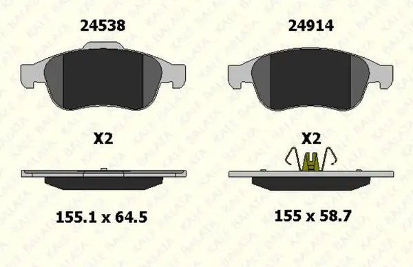 KALE 2491418005 | Ön Fren Balata Takımı Renault Fluence Megane 3 2010 2015 Captur 2 2013