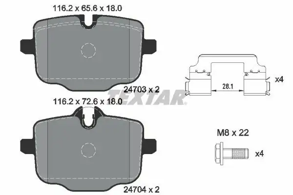 TEXTAR 2470301 | Fren Balatası F10 F11 F12 F13 F06 Arka 5 35 5 25