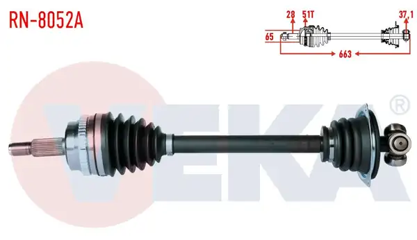 VEKA RN8052A | Renault Master II Fd 2 5 dCi ABS li 51 Dış Uzunluk 663 mm 1998 2010 Sol Aks Komple
