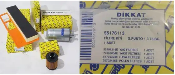 Fiat Grande Punto Euro 4 75 BG 1 3 Multijet Periyodik Yağ Bakım Filtre Seti Yağ Filtresi Borulu Tip Opar Marka