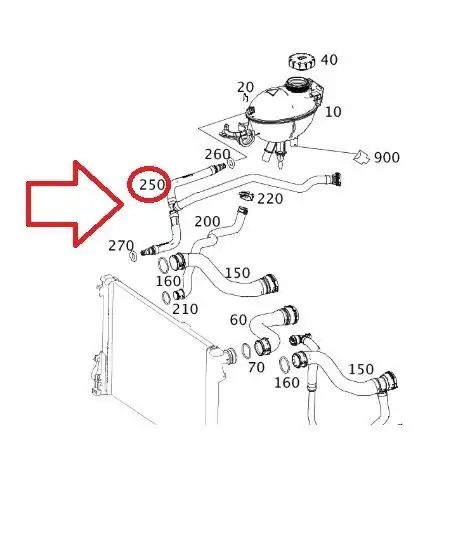 Mercedes E Serisi W212 Kasa Radyatör Hortumu Orjinal (2125013925)