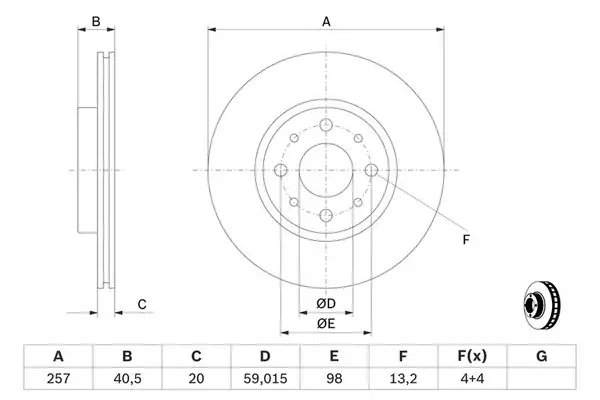 BOSCH 0986479W68 | Disk On (Ad) Doblo-Plo-Alb 1.9D-1.3D | 2 Adet