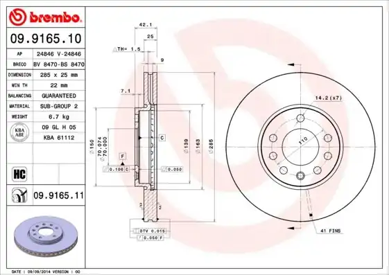 BREMBO 09.9165.10 | Fren Diski Seti Ön Havalandırmalı Vectra C 5 Bijon | 2 Adet
