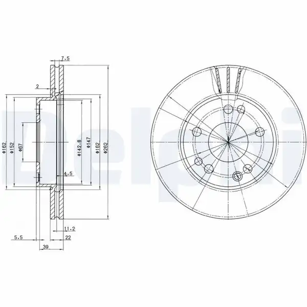 DELPHI BG2397 | Fren Diski 201-2.3 / 2.6 Ön Havalı Takım
