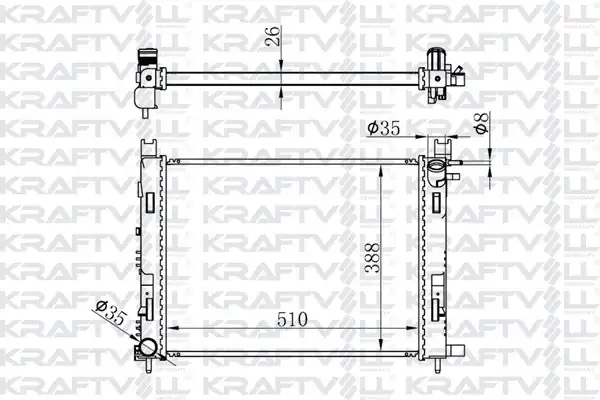 KRAFTVOLL 08040027 | Motor Radyatör Clio IV 12 > Captur 13 > Sandero II 12 > Lodgy 12 > Dokker 12 > 0.9 TCE 1.2Tce / 1.5 DCI / 1.6 > Brazing